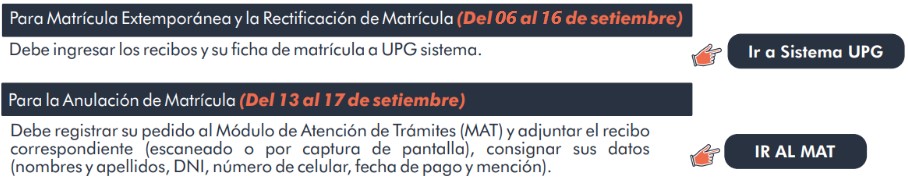 Matrícula Extemporánea y Rectificación de Matrícula