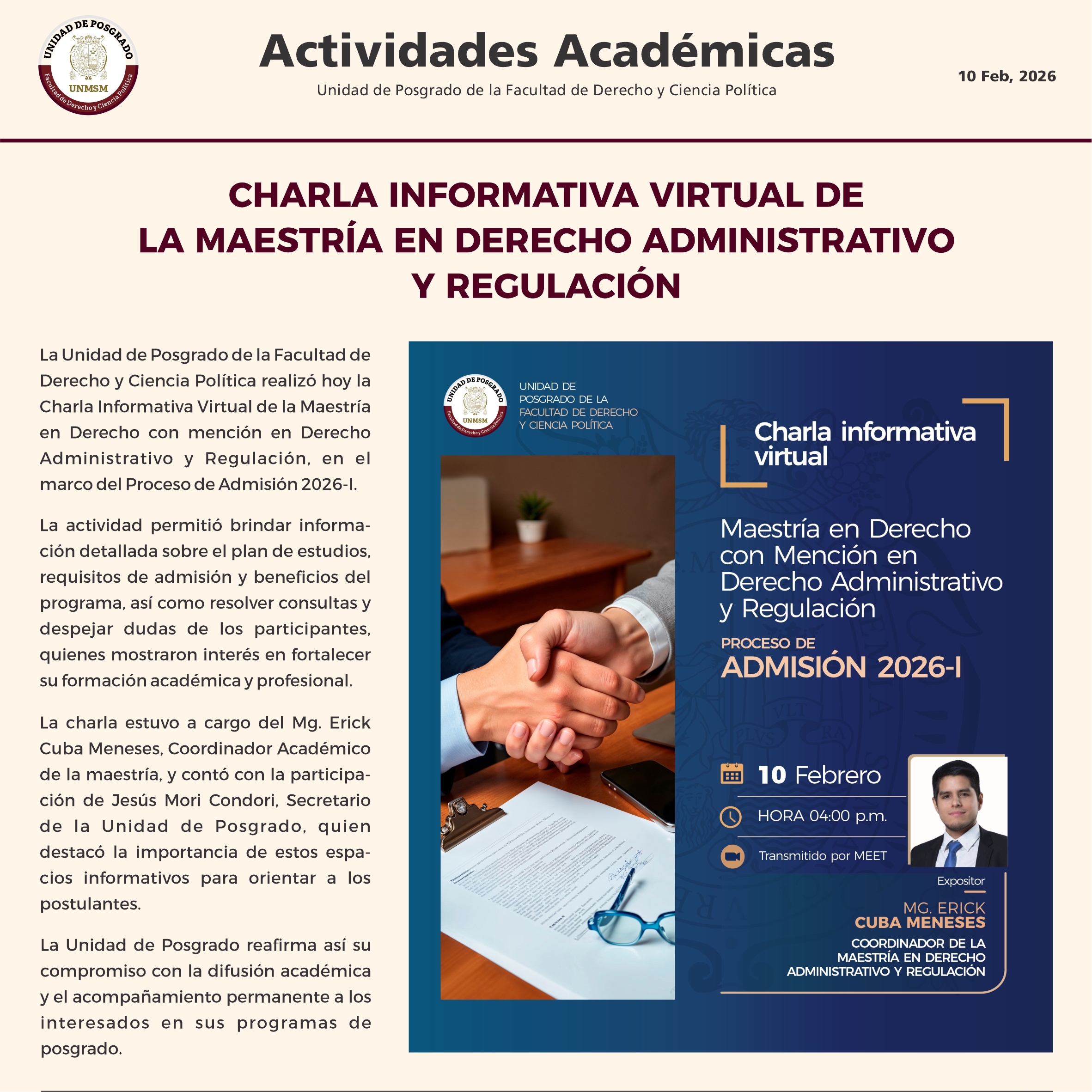 Imagen de Charla Informativa Virtual