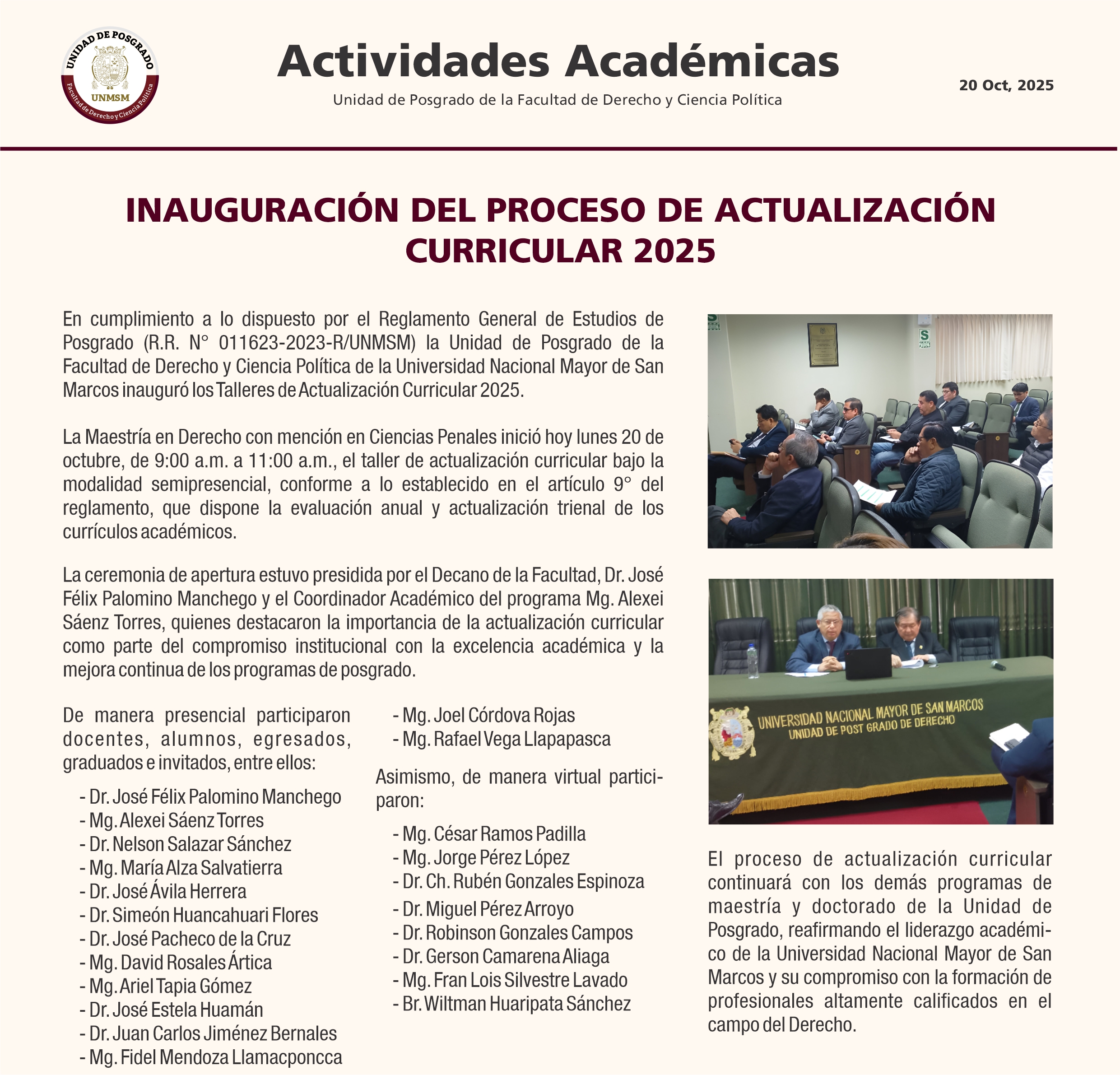 Portada Inauguración Actualización Curricular
