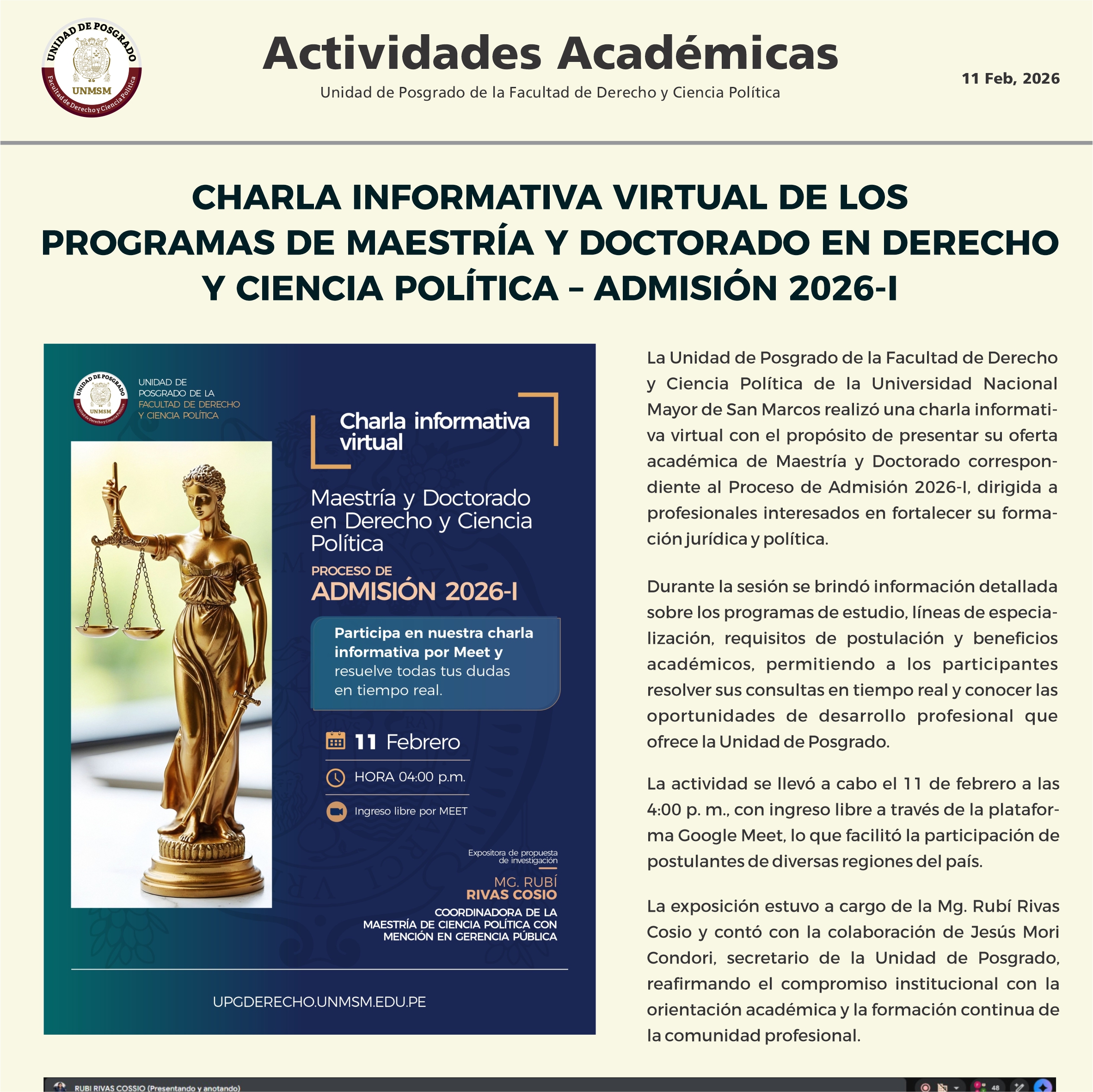 Imagen de Charla Informativa Virtual